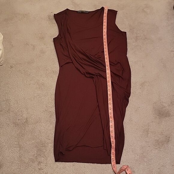 Allsaints dark red faux wrap dress sz 8 - Picture 4 of 9